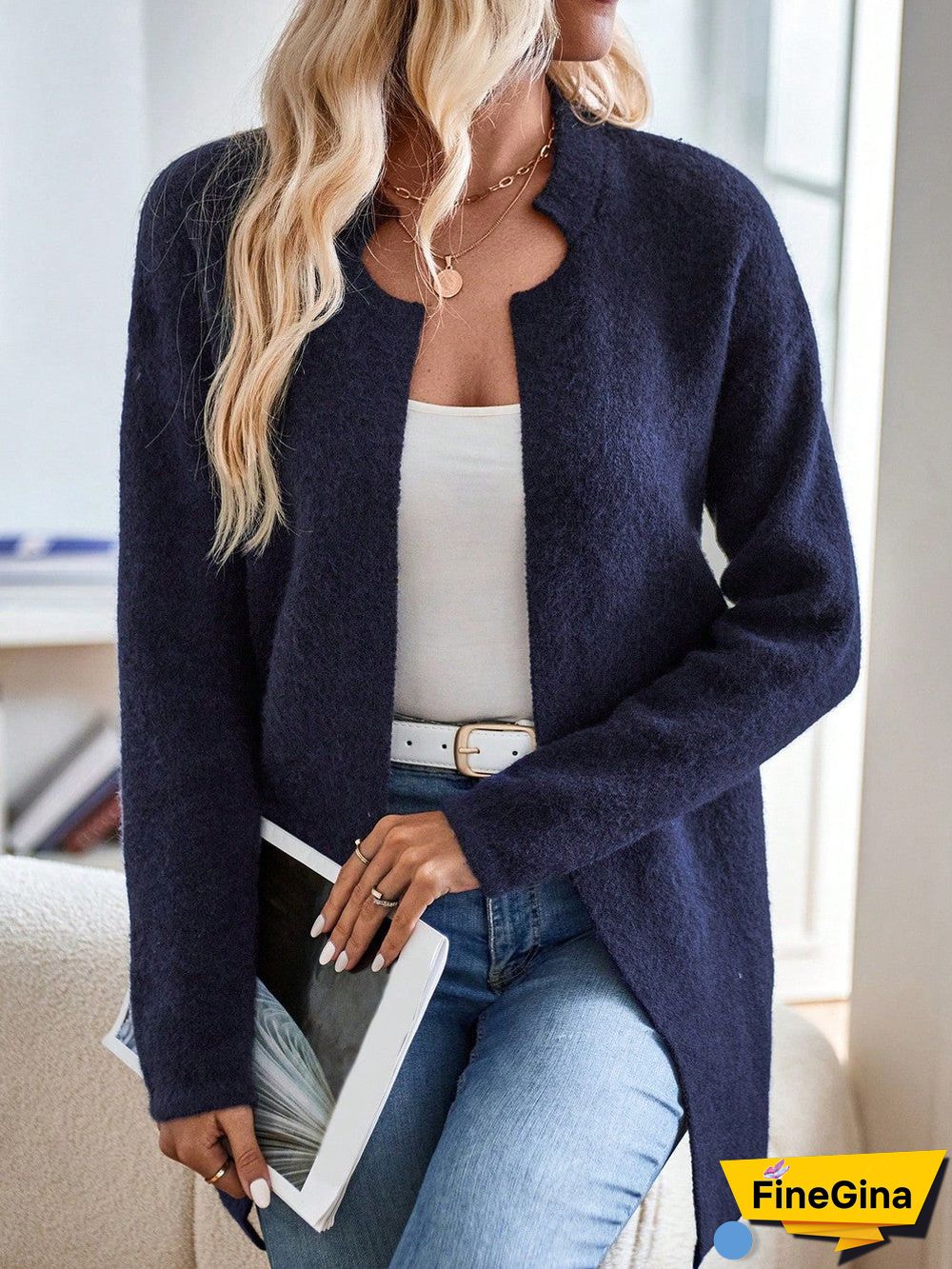 Vintage Long Sleeve Plain Outerwear