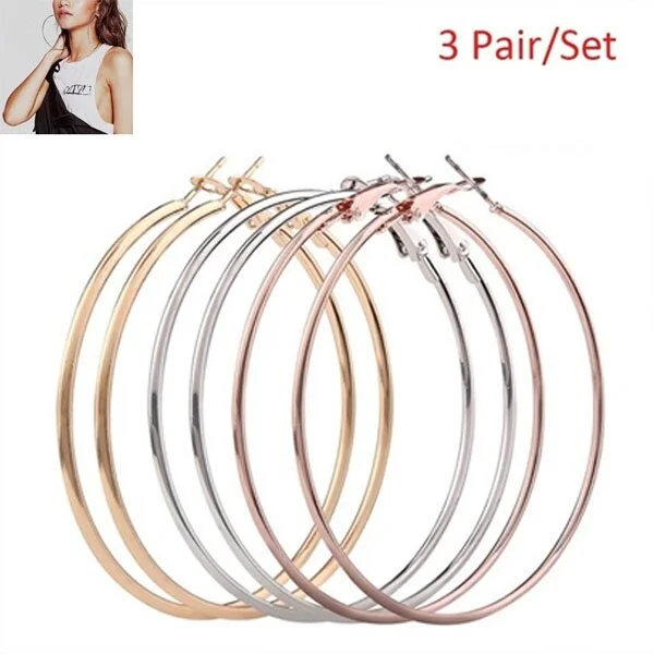 UsmallLifes King Trendy Large Hoop Earrings Big Smooth Circle Earring Loop Ear Accessories for Women Jewelry ELCNEPAL
