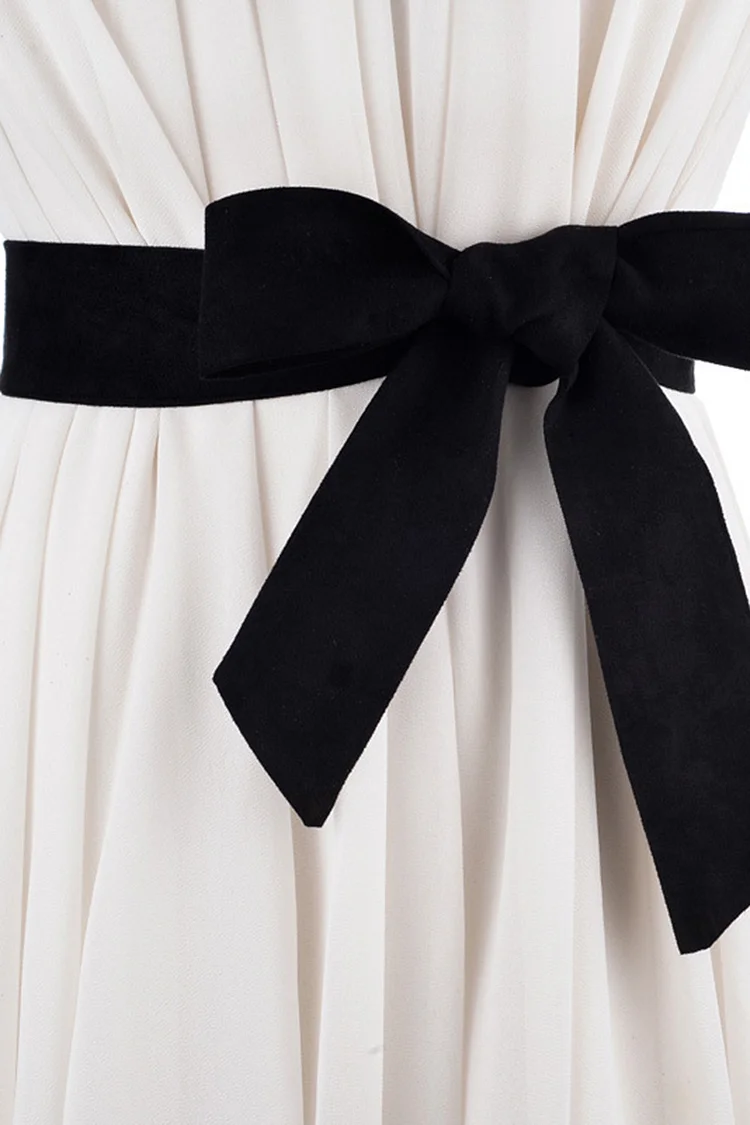 1950s Black Casual Suede Ribbon Bow Knot Belt