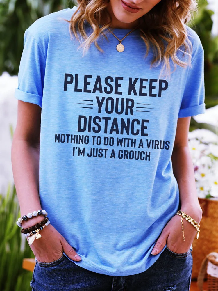 Bestdealfriday Please Keep Your Distance Cotton ShifT-Shirts Top