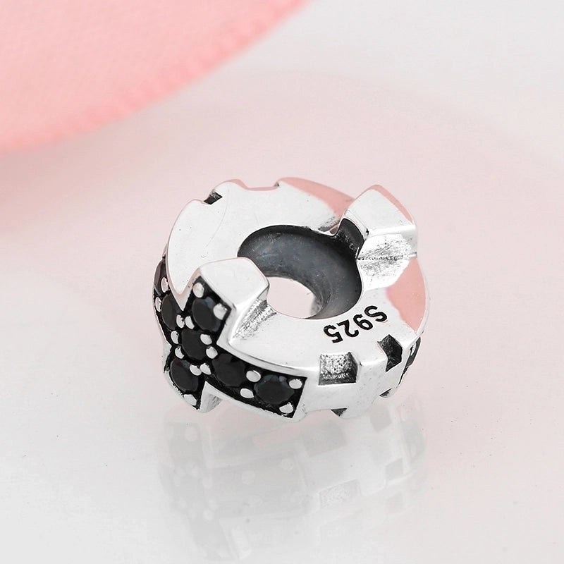 1 Piece 925 Sterling Silver Zircon Cross Devil's Eye Bow Knot Jewelry Accessories2