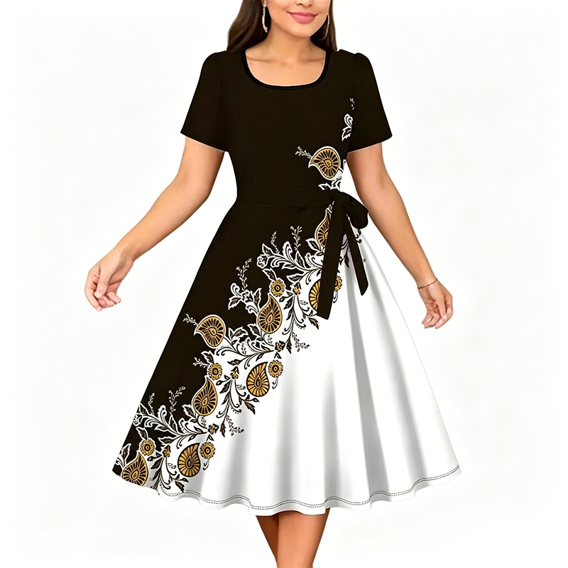 Elegantiška gėlėta suknelė