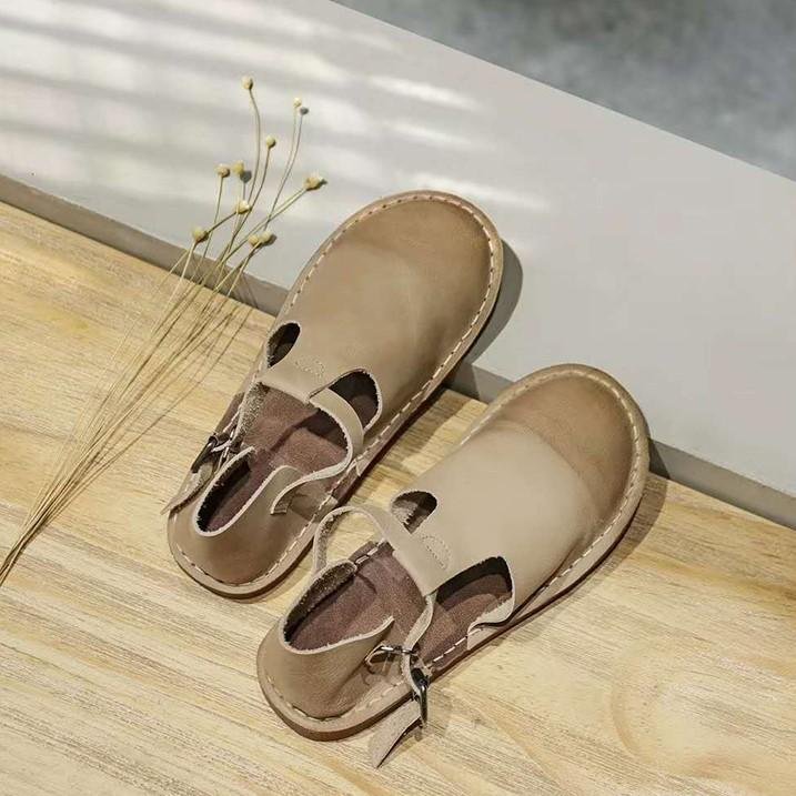 Fairy Tales Aesthetic Cottagecore Fashion Handmade Cowhide Leather Mori Shoes QueenFunky