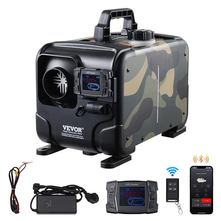 8KW Diesel Heater, 12V/24V All in One Diesel Air Heater, Bluetooth APP Control, Remote Control and Display Screen, CO Alarm, Fast Heating Horizontal Portable Diesel Heater for Vehicles, Garage