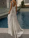Falbala Spaghetti-Neck Split-Side Wedding Maxi Dress