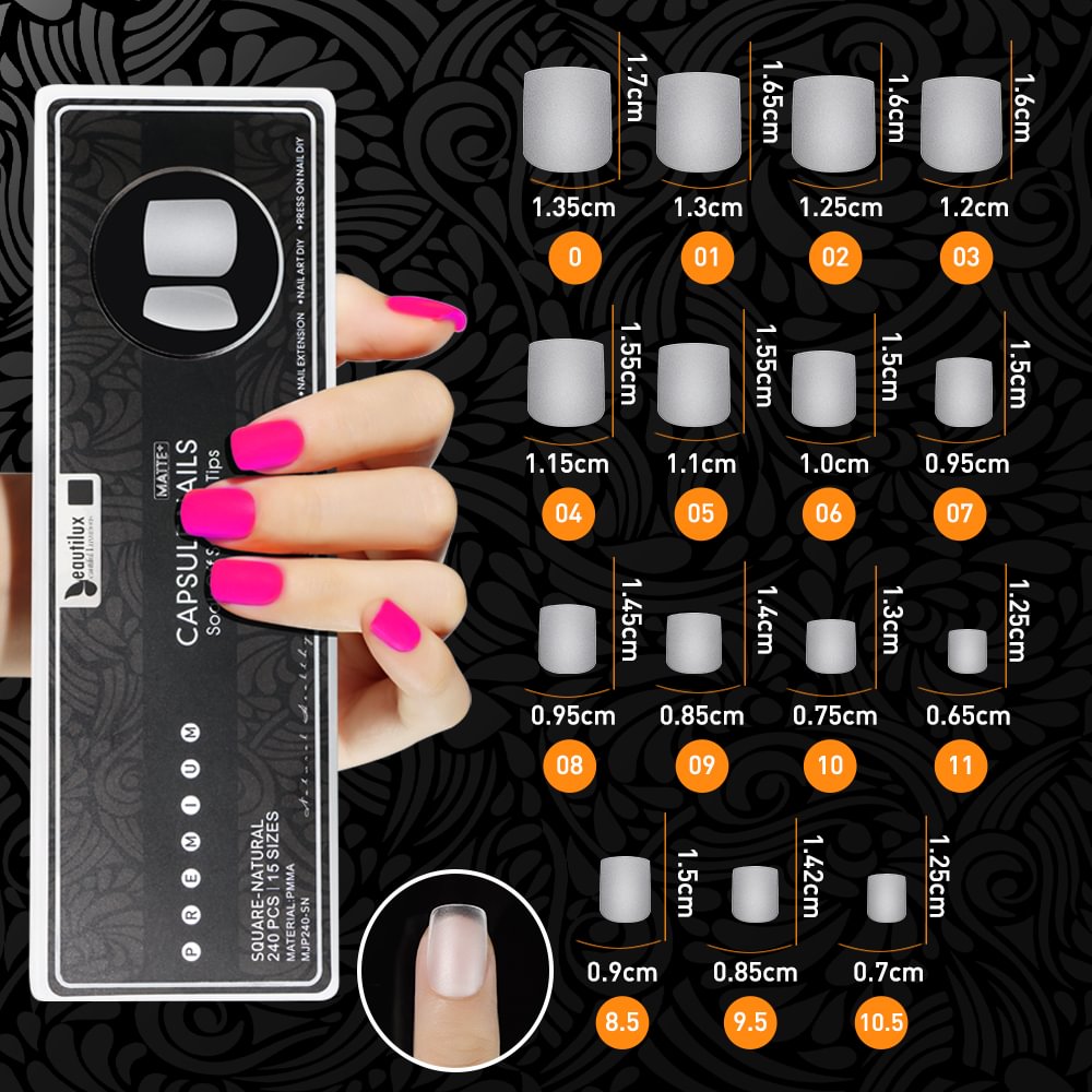 MATTE PLUS CAPSULE NAILS 240pcs|SQUARE|NATURAL