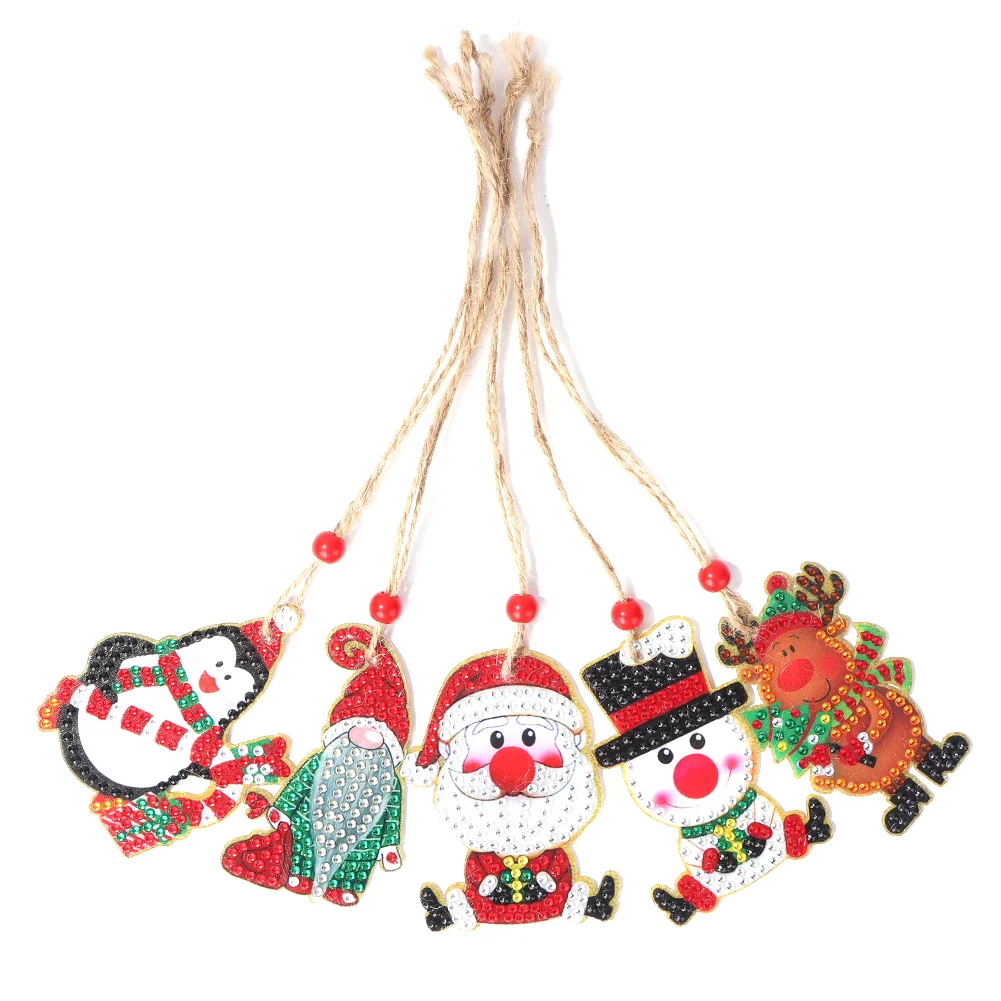 5pcs DIY Diamond Painting Xmas Trees Pendant(Both Sides)