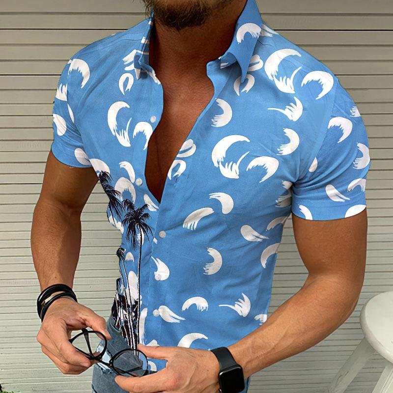 Abstract printed slim men shirt