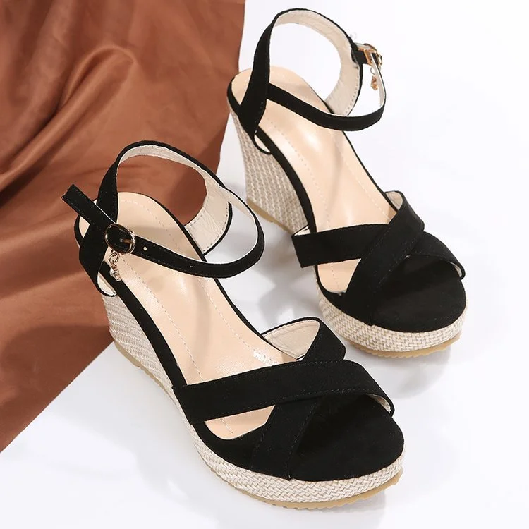 Breakj Breakj Buttoned Sandals Woman In The Summer Of 2025 New Korean Version Of The Thick Bottom Slope With Fish Mouth High Heel Roman Sandals Woman