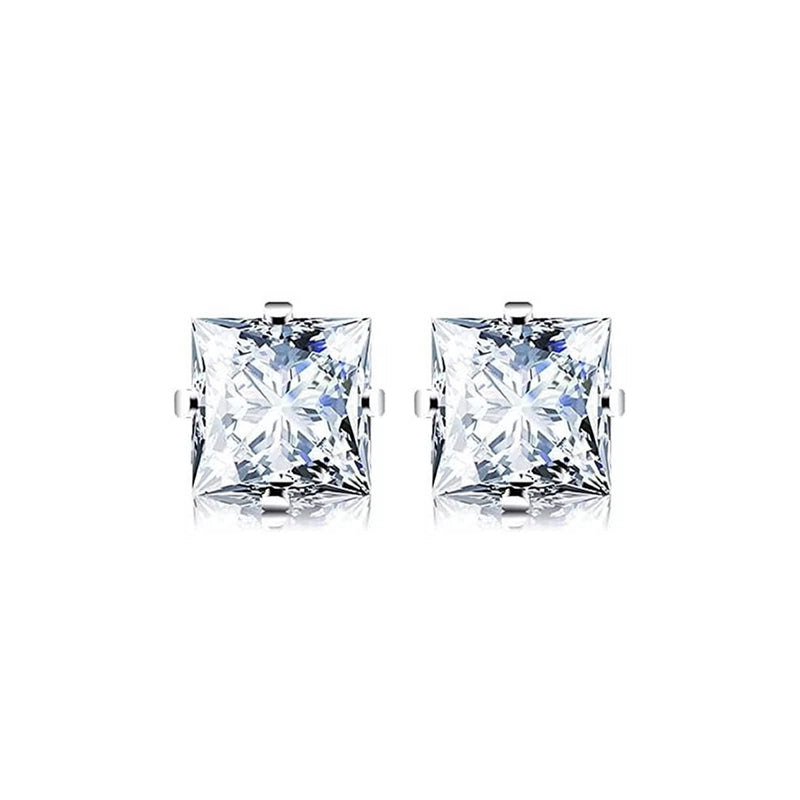 1 Pair Minimalist Square Inlay 304 Stainless Steel Zircon Ear Studs