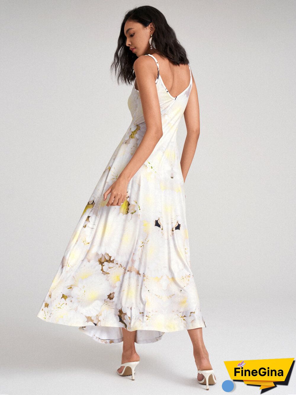 Tie Dye Spaghetti Strap Open Back Swing Maxi Dress