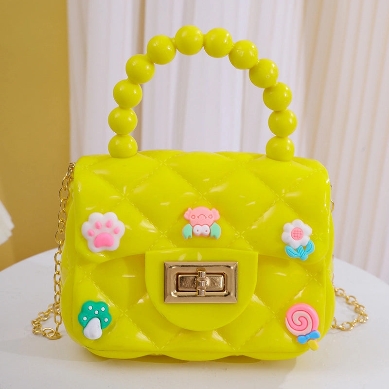 Women’s Small PVC Color Block Streetwear Square Lock Clasp Handbag