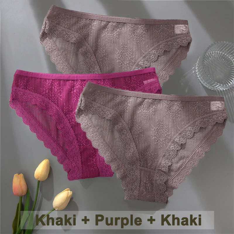 Billionm Women Sexy Lace Panties Solid Color Perspestive Underwear Briefs Low Waist Underpants Female Breathable Intimates Lingerie