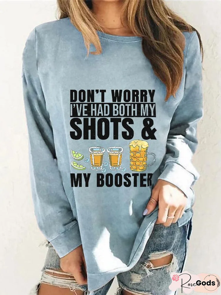 Casual Text Letters Autumn Polyester Daily Regular Fit Crew Neck Regular H-Line Sweatshirts For Women