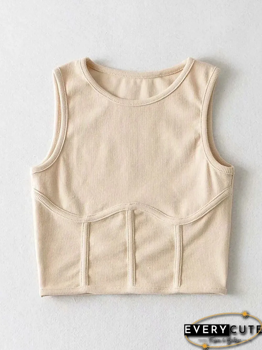 Summer Womens Streetwear Corset Crop Top Elastic Cotton Sleeveless O-Neck Solid Sexy Tank