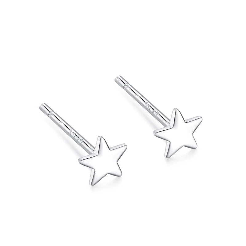1 Pair 925 Sterling Silver Star Heart Shape Ear Studs