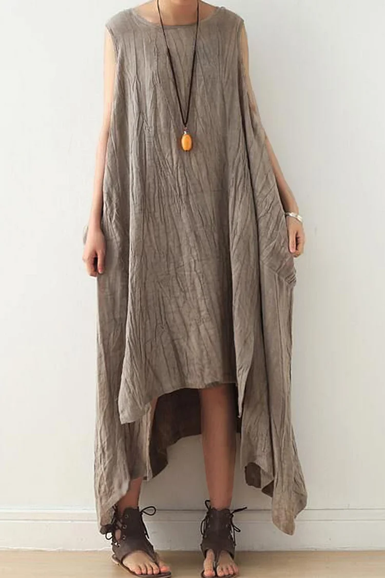 Linen Solid Maxi Dress