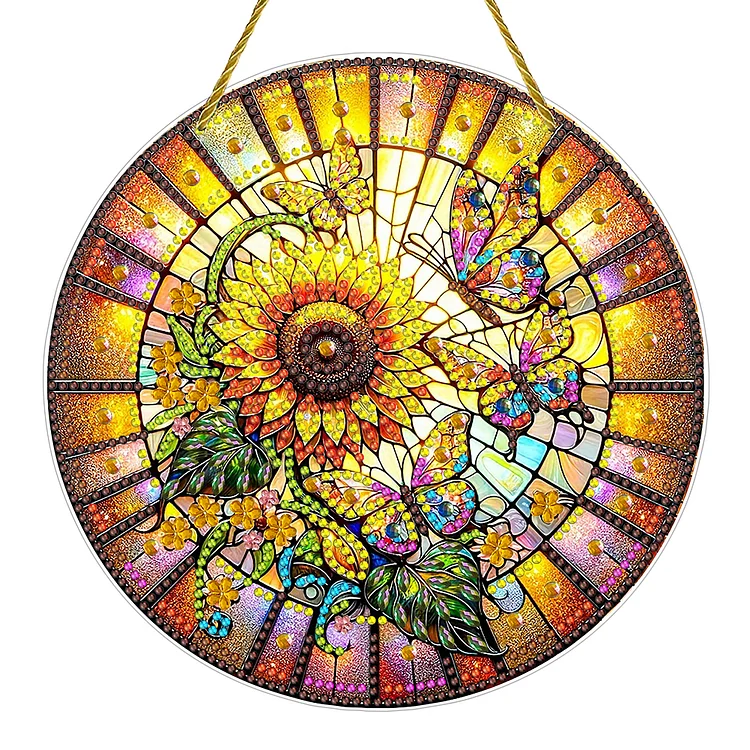 Double Sided Special Shaped Glitter Sunflower 5D DIY Diamond Art Hanging Decor