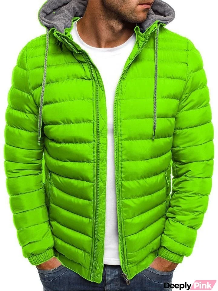 Men's Cozy Zip Up Cotton-Padded Hooded Coat for Winter