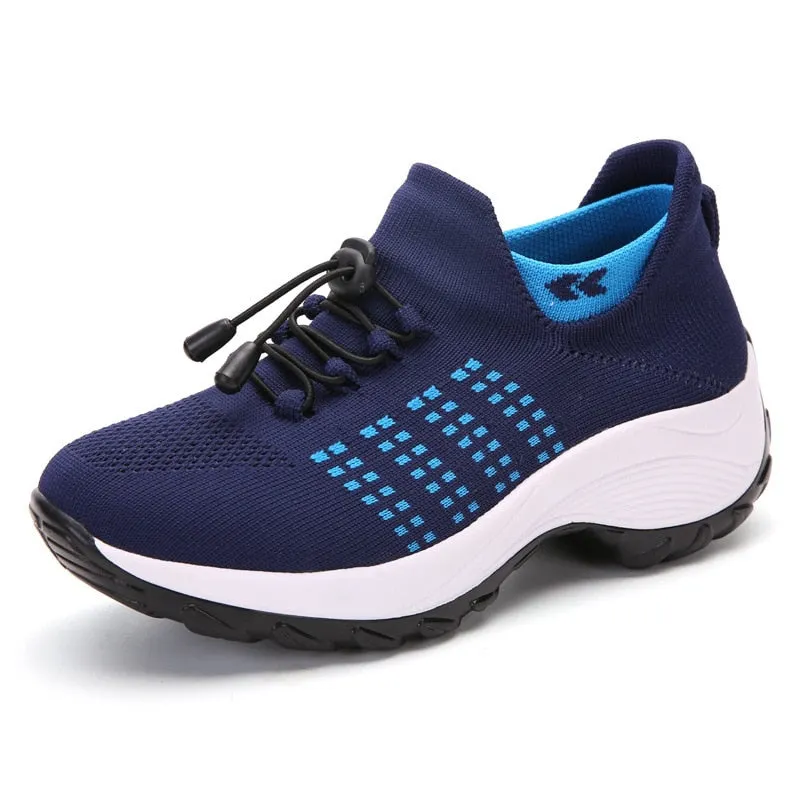 2021 Autumn Women Flat Platform Sneakers for Women Breathable Mesh Sneakers Shoes Spring Ladies Laces for Sock Sneakers