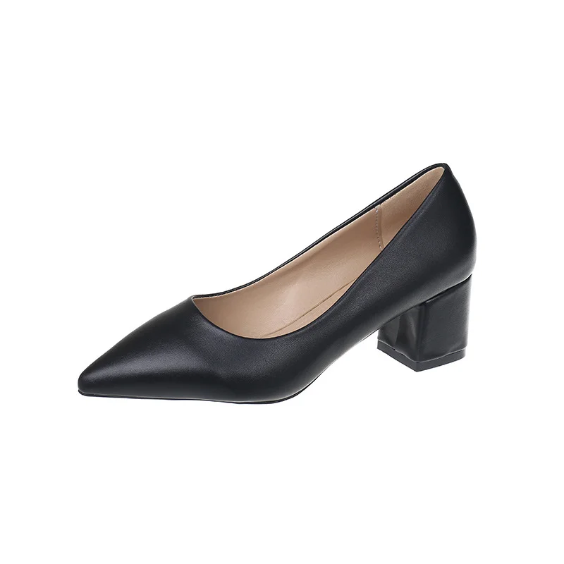 Tanguoant Tanguoant Interview Women's Shoes 2023 New Black Etiquette Student Work Single Shoes Thick Heel Civil Servant Formal High Heels