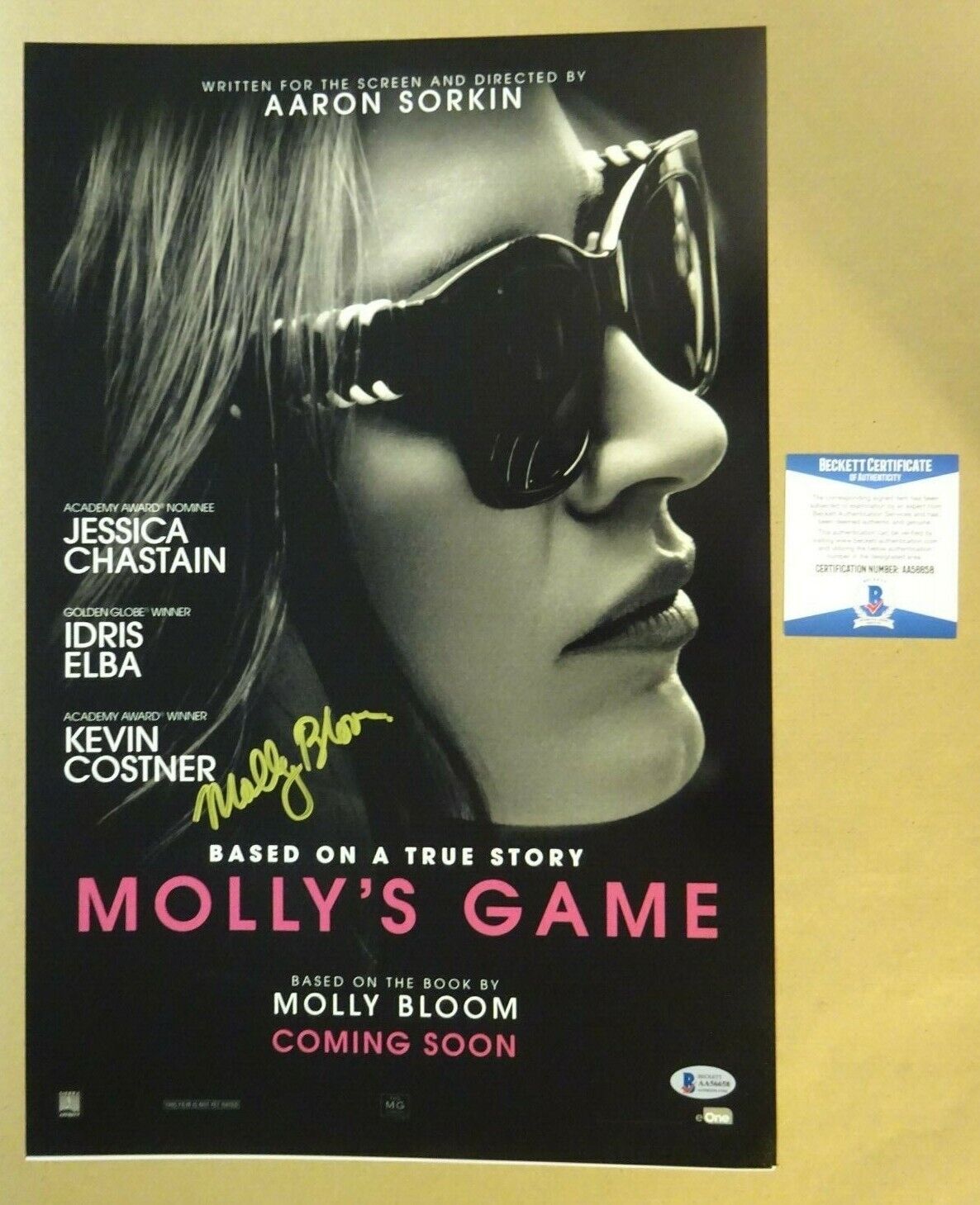 Signed MOLLY BLOOM Autographed MOLLY'S GAME 12x18