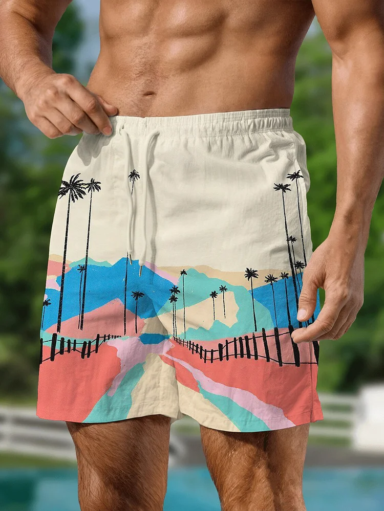 Men's Palm Tress In A Road Cocora Valley Colombia Art Print Casual Shorts