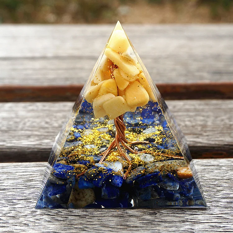 Yellow Aventurine With Lapis Lazuli Orgone Pyramid