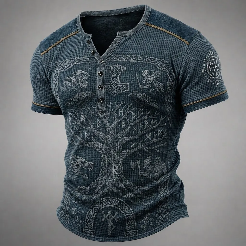 Norse Mythology Viking-Print Men's Casual Top