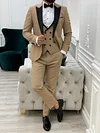 Fettachi Gold Slim Fit Peak Lapel Tuxedo