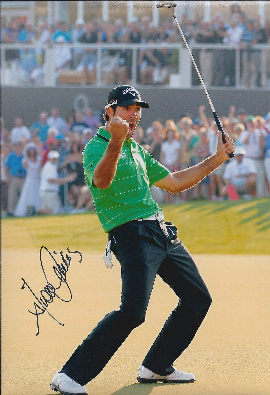 Alvaro QUIROS SIGNED Autograph 12x8 Photo Poster painting AFTAL COA Dubai Champion Winning Putt