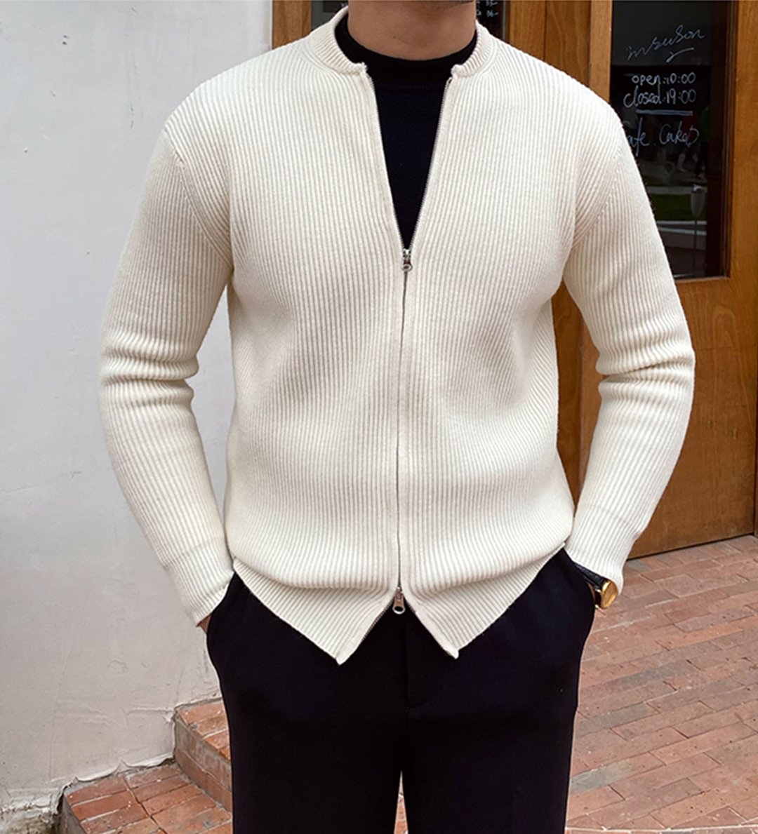 Gentleman's Elegant Plain Zipper Sweater