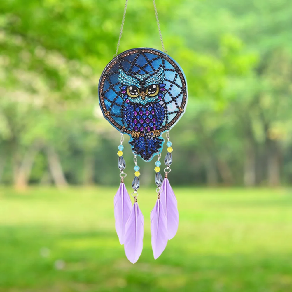 DIY Diamond Painting Dream Light Catcher Wind Chime - Owl