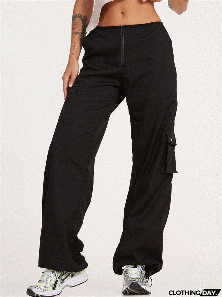 Women’s Multi Pockets High Waist Straight Leg Street Cargo Pants