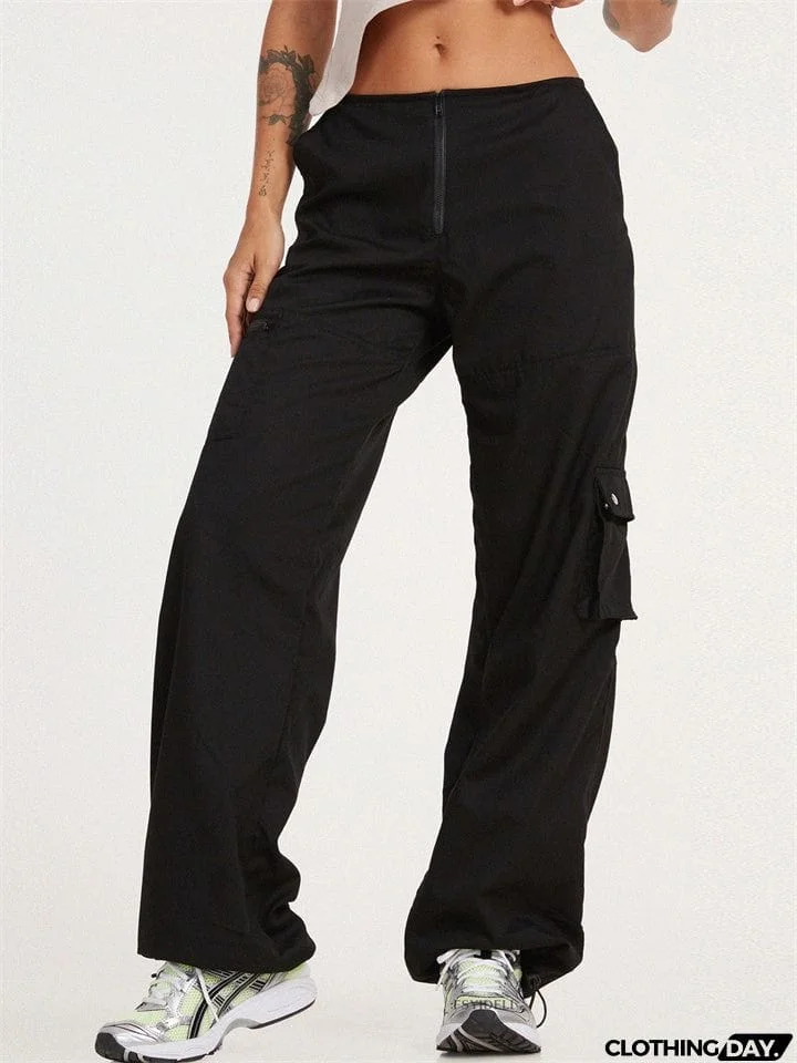 Women’s Multi Pockets High Waist Straight Leg Street Cargo Pants