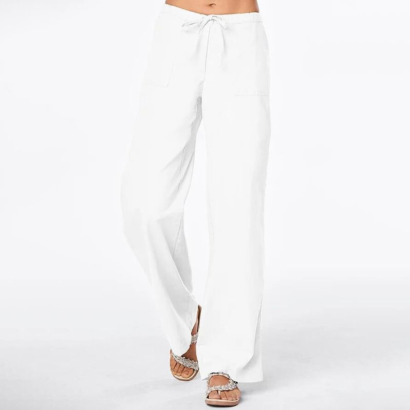 ⚡NEW SEASON⚡Solid Lace Pocket Loose Casual Wide Leg Linen Pants