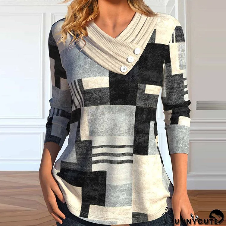 Trendy Plaid Print V-Neck Top