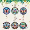 6Pcs Diamond Art Keyring Set Double Sided Cartoon Special Shaped (Butterfly)