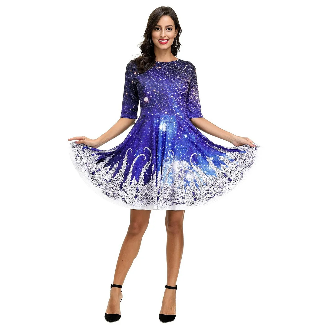 Women's Dress Christmas Digital Print Slim Skirt