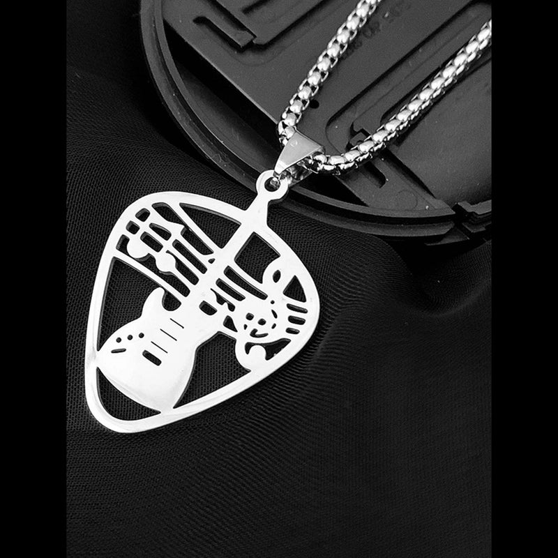Jewelry Casual Minimalist Guitar Notes Titanium Steel Hollow Out Stainless Steel Necklaces