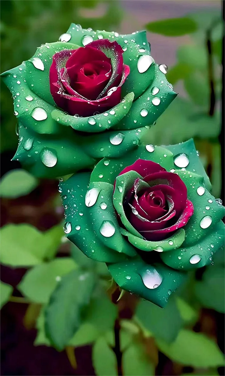 Ruby Green Twin Roses