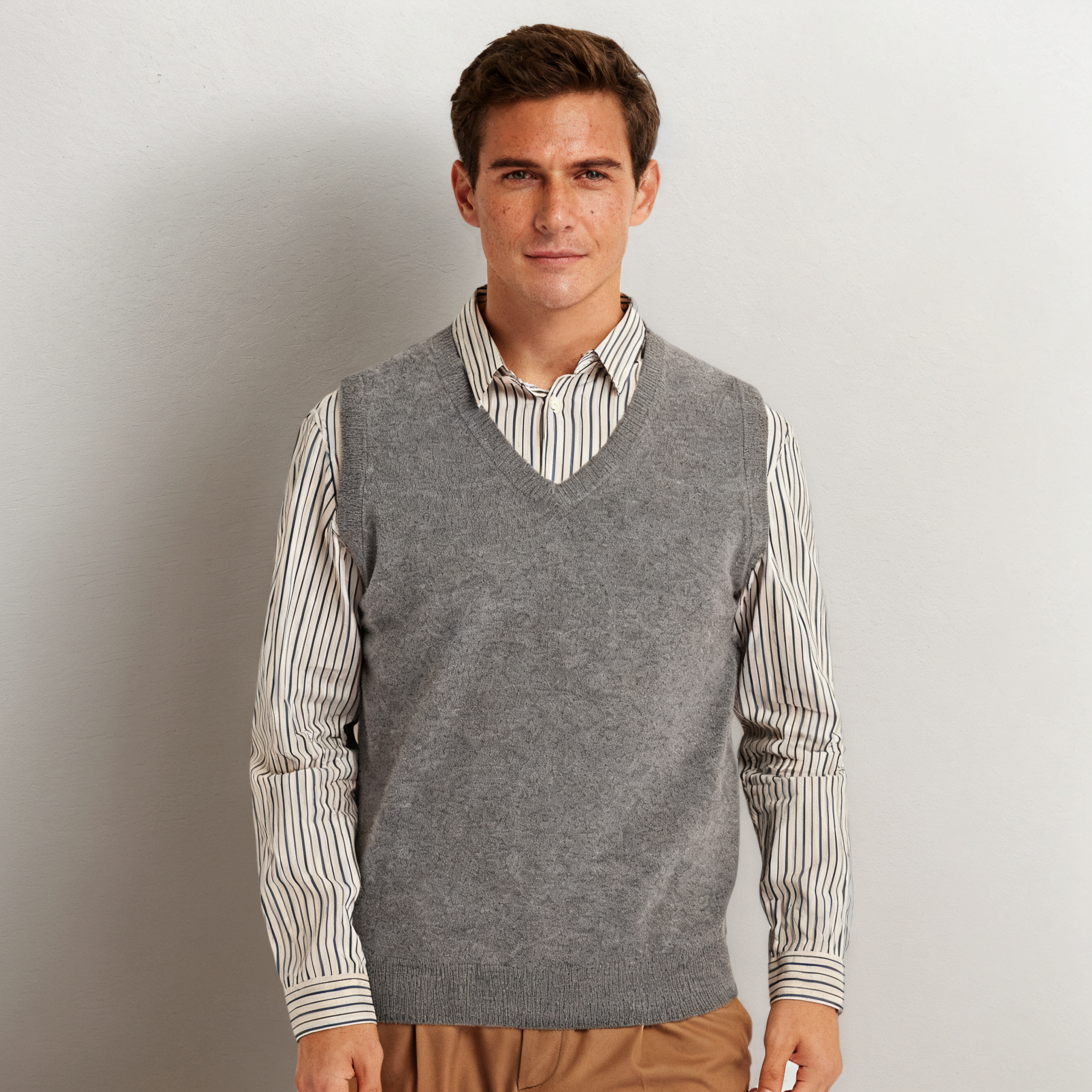 V Neck Men's Cashmere Vest REAL SILK LIFE
