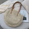 Hollow Flower Round Straw Bag