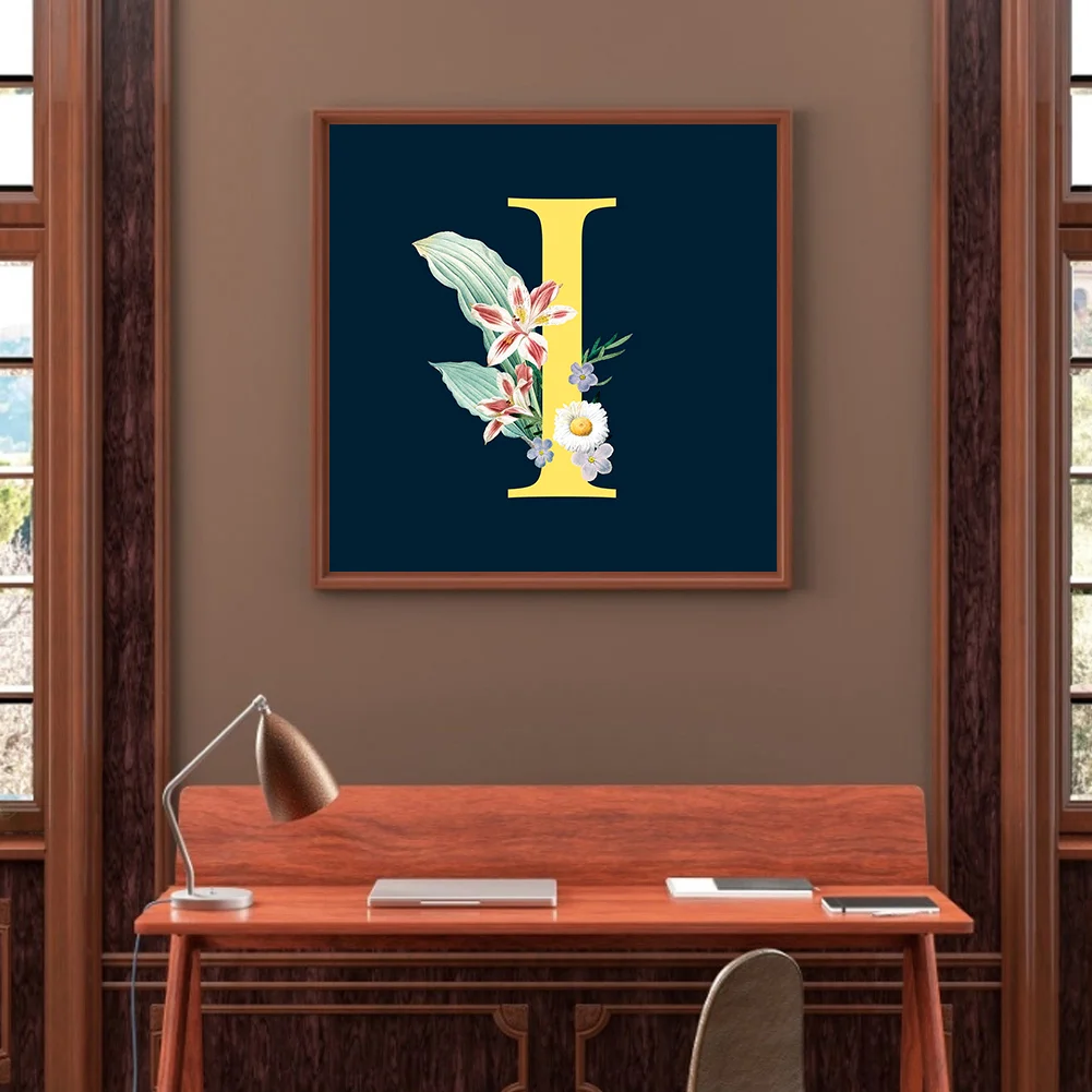 Full Round Diamond Painting 30*30cm - Sunflower Flower Alphabet