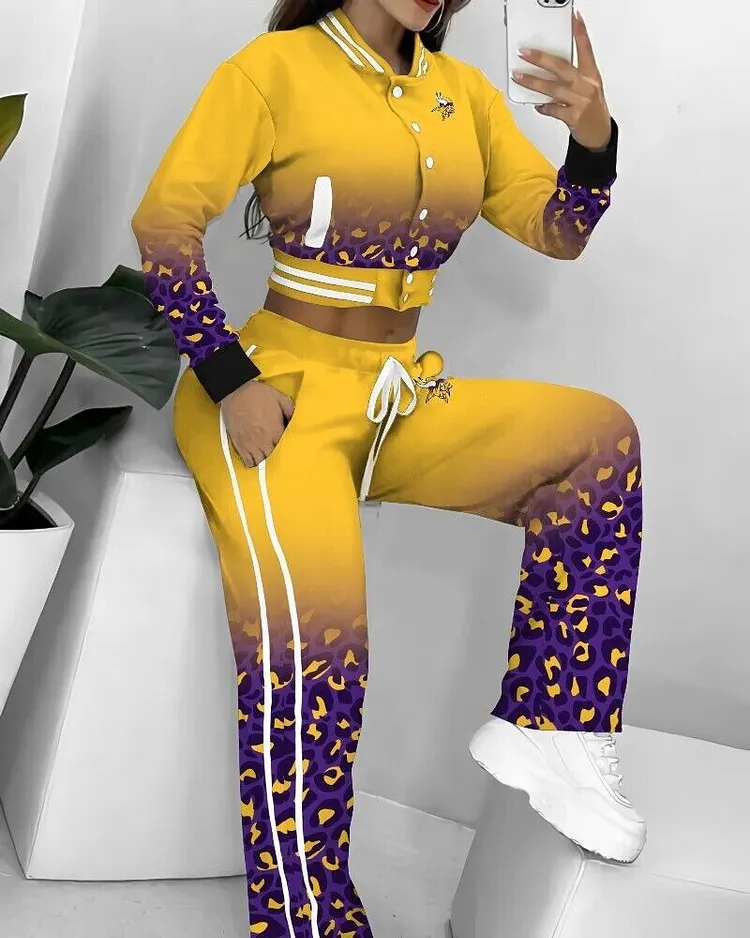 Minnesota Vikings 3D Printed Varsity Jacket Set