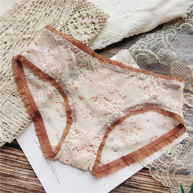 New Women's Underwear Sexy Lace Panties Fashion Floral Hollow-Out Briefs Low Waist Seamless Underpants Female Sexy Lingerie