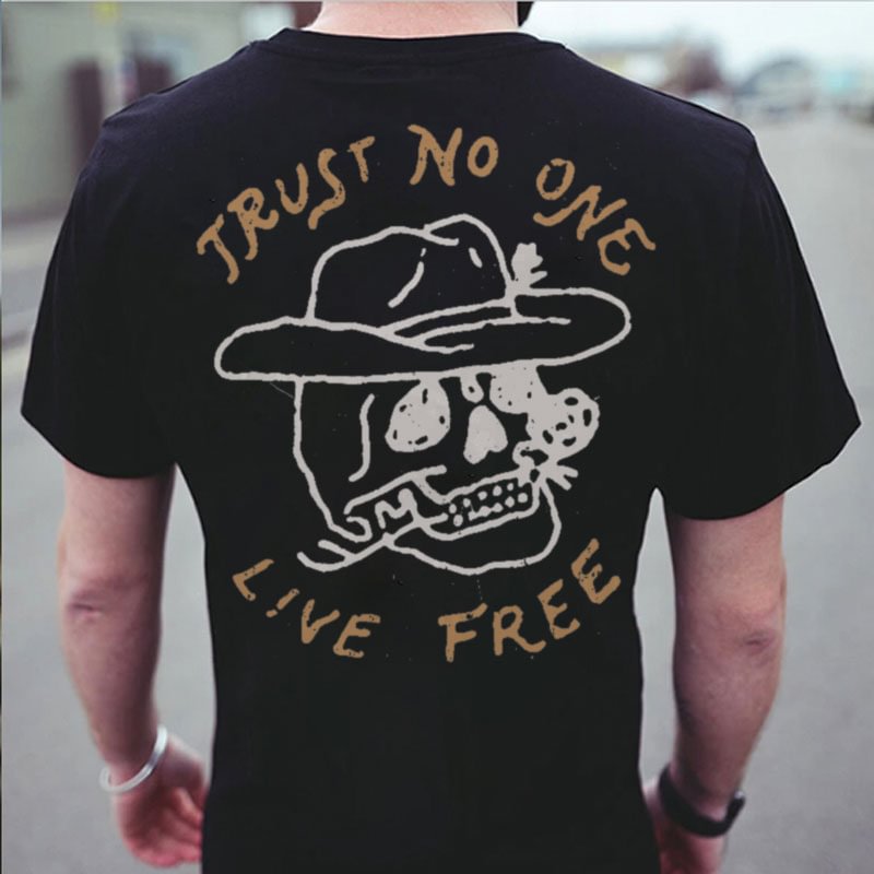 Trust No One Live Free Skull Printed Men's T-shirt - Krazyskull