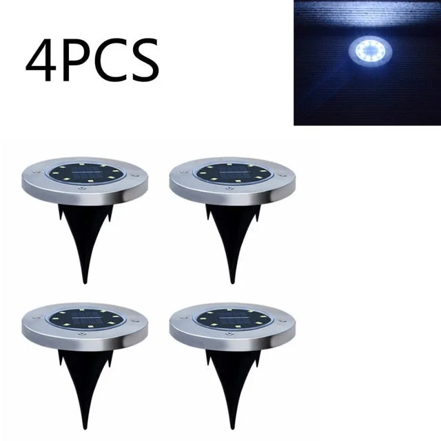 4Pcs Solar Powered Ground Light Waterproof Garden Pathway Deck Lights With Lamp for Yard Driveway Lawn Solar energy lamp