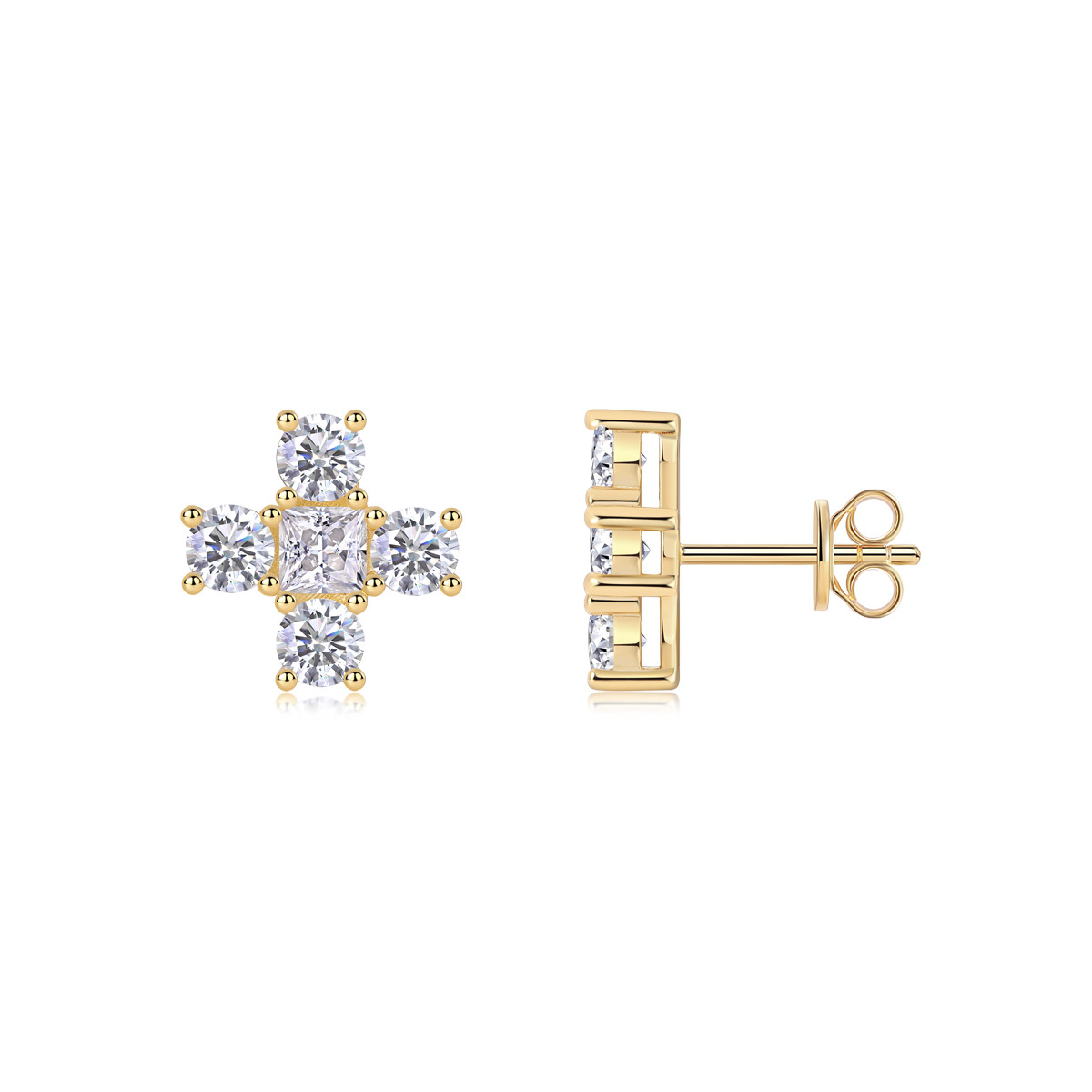 Cross Moissanite Stud Earrings