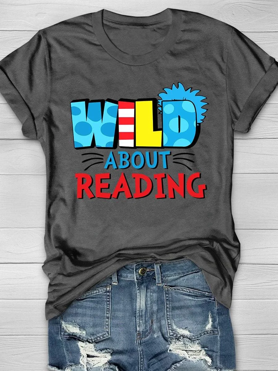 Wild About Reading Print Short Sleeve T-shirt